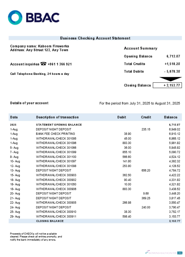 Download BBAC firm account statement Word and PDF template (1) Photoshop template